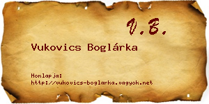 Vukovics Boglárka névjegykártya