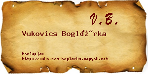 Vukovics Boglárka névjegykártya